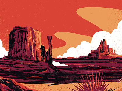 Monument Valley desert illustration landscape mountains southwest texture
