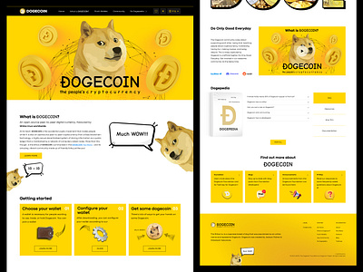 Dogecoin DOGE Landing page | Crypto Blockchain app crypto design doge figma landing page ui ux web desing website