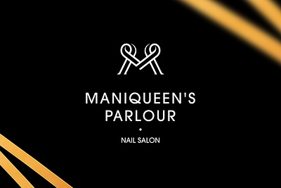 M beauty branding clean heart logo logodesign m maniqueen modern nail ribbon salon symbol
