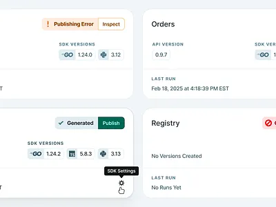 API Dashboard Cards api app b2b badge button card dashboard enterprise flat hover minimal python saas sdk shadow typescript ui ux web web app