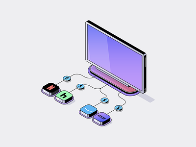 CHOICES 3d abstract amazon app business color gradient hbo hulu isometric josh warren max minimal money netflix savings shopping subscribtion technology tv