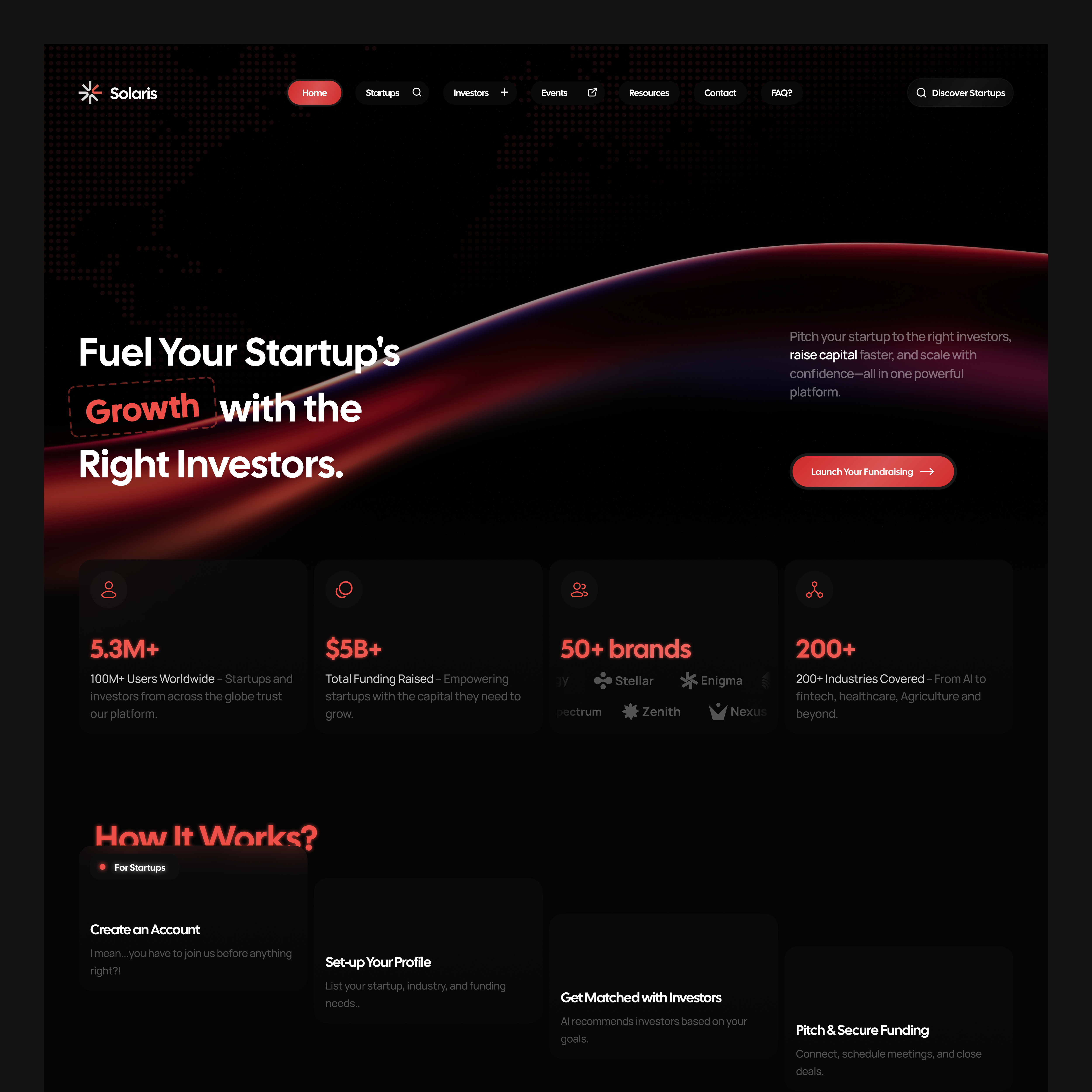 Solaris – Connect. Pitch. Rise. design figma landing page uiux web design website