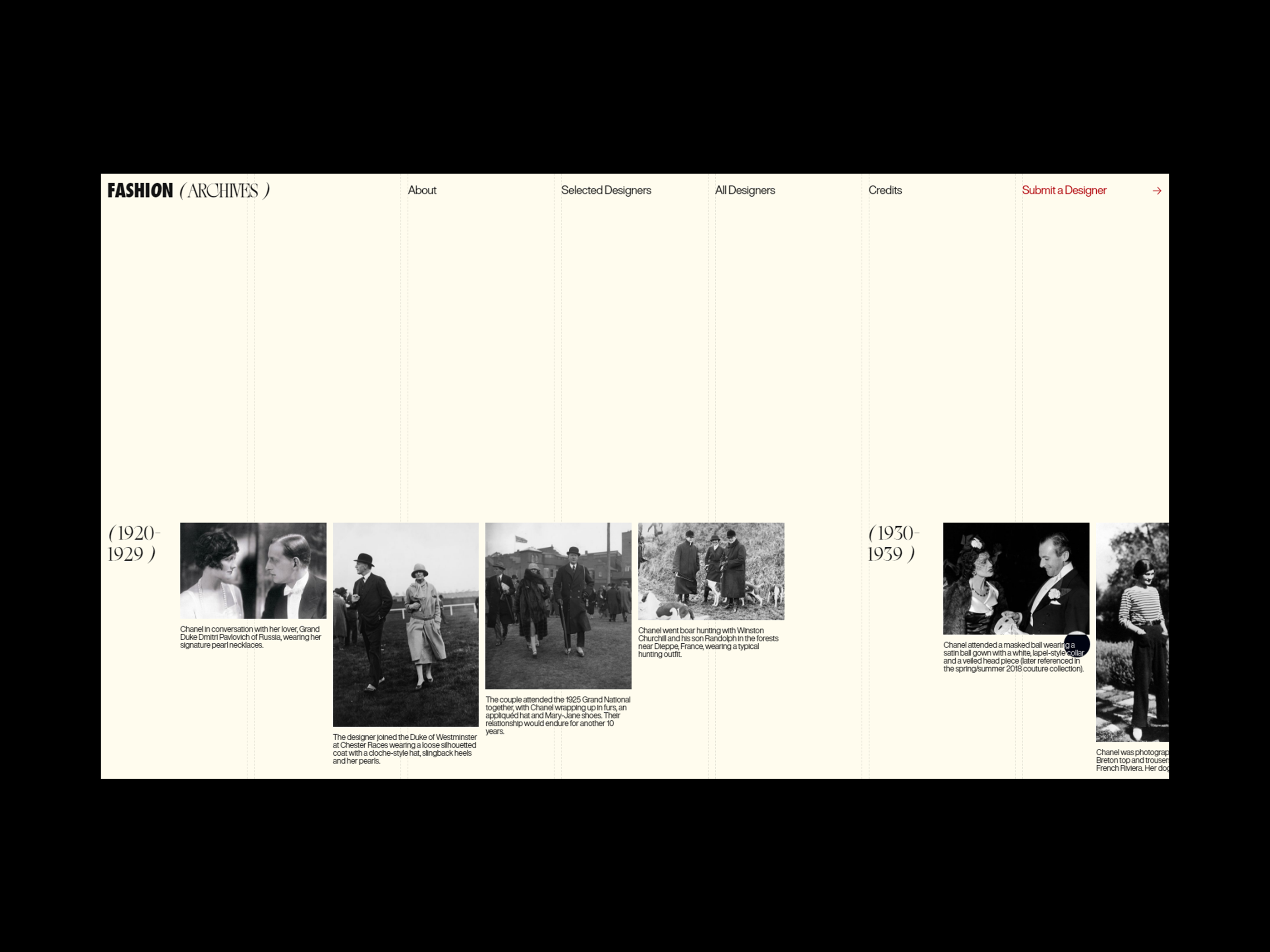 The Fashion (Archives) Project: Coco Chanel Gallery Screenshot by C.  Stevenson on Dribbble