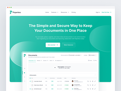 Paperless - Document Management Website Header app branding clean design header layout logo minimal ui uiux ux web webdesign