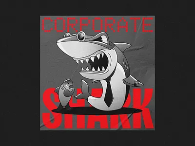Corporate Shark corporate halftone illustration monochrome poster retro shark vector