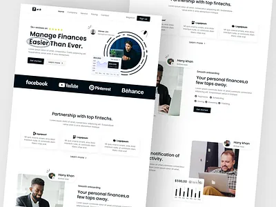 Finance Website Landing Page ahmed tamjid bank bank agent banking business cryptocurrencies digital banking finance finance app finance design finance landing page financial fintech management minimal design money management money transfer payment ui design website