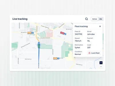 Fastfleet | Live Tracking Modal UI UX Design b2b car delivery design driver fastfleet fibostudio fleet helloshams logistics management modal design order saas shipment tracking transportation uiux vehicle website