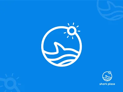 Outdoor beach brand identity branding fish line logo design minimalist logo modern logo ocean outdoor shark simple sun travel wave