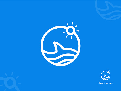 Outdoor beach brand identity branding fish line logo design minimalist logo modern logo ocean outdoor shark simple sun travel wave