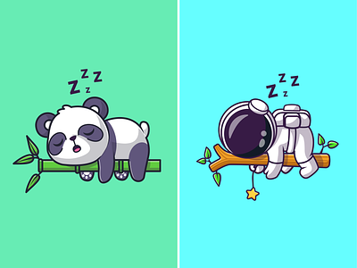 Sleeping🐼🧑🏻‍🚀😴 activity animals astroman astronaut astronaut suit bamboo branch cute dream icon illustration logo mammal panda sleep sleeping space star tree