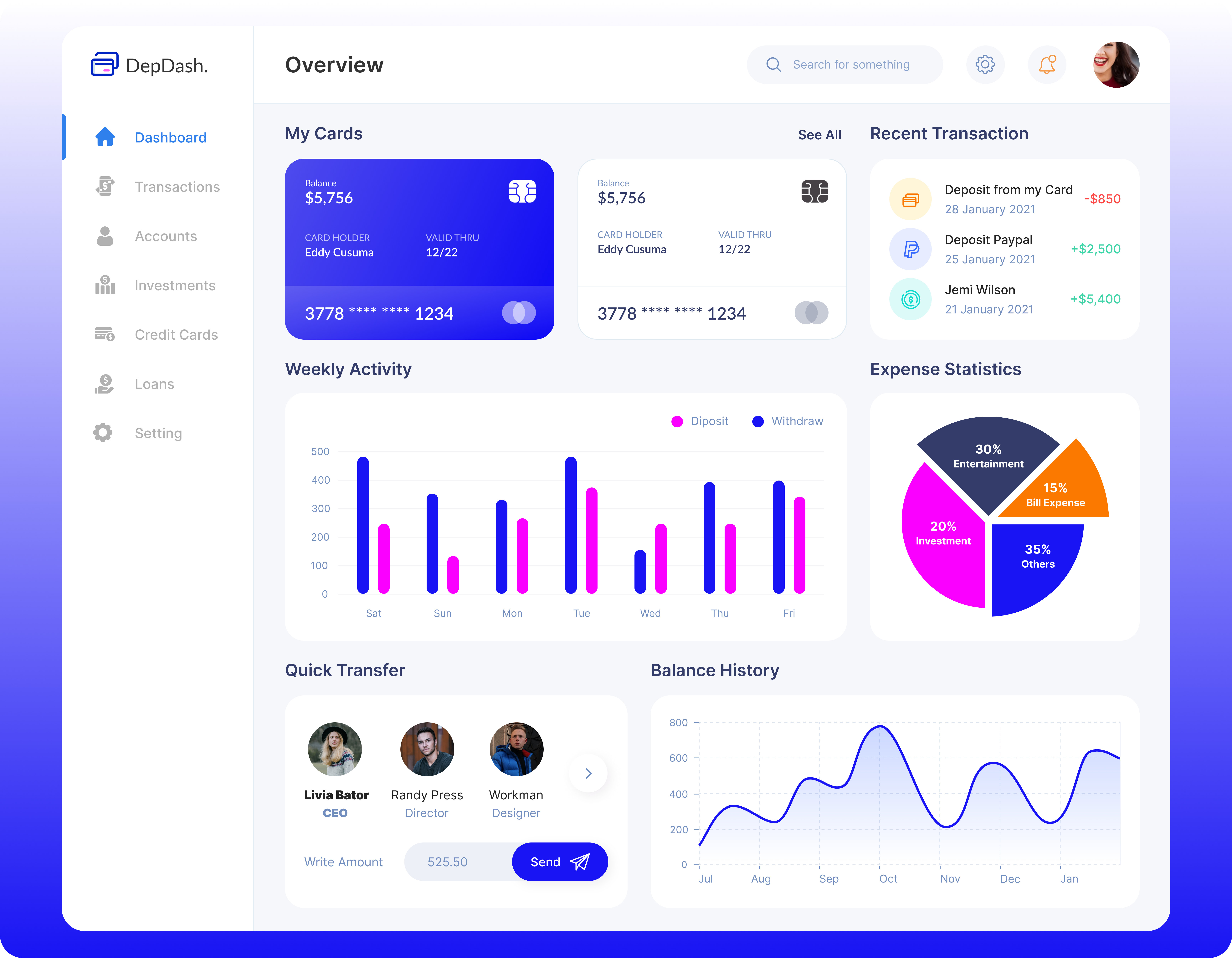 Dashboard UI inspiration balance bank dashboard deposit design saas tracking ui ux webiste