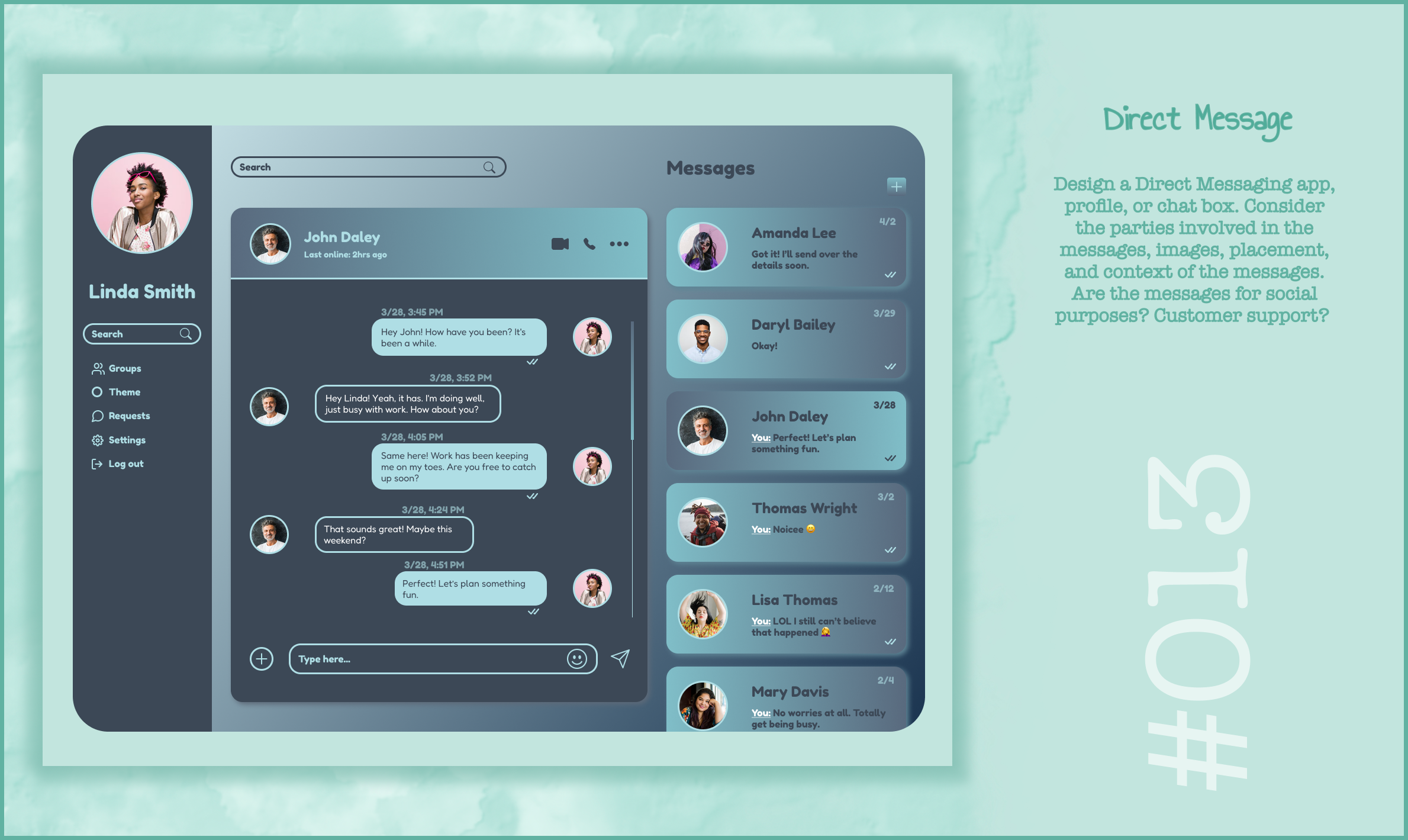DailyUI013 - Direct Message challenge dailyui message ui