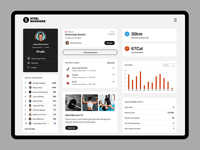 Steel Warriors - Gym Dashboard Design branding dashboard datavis fitness gym london ui design web design