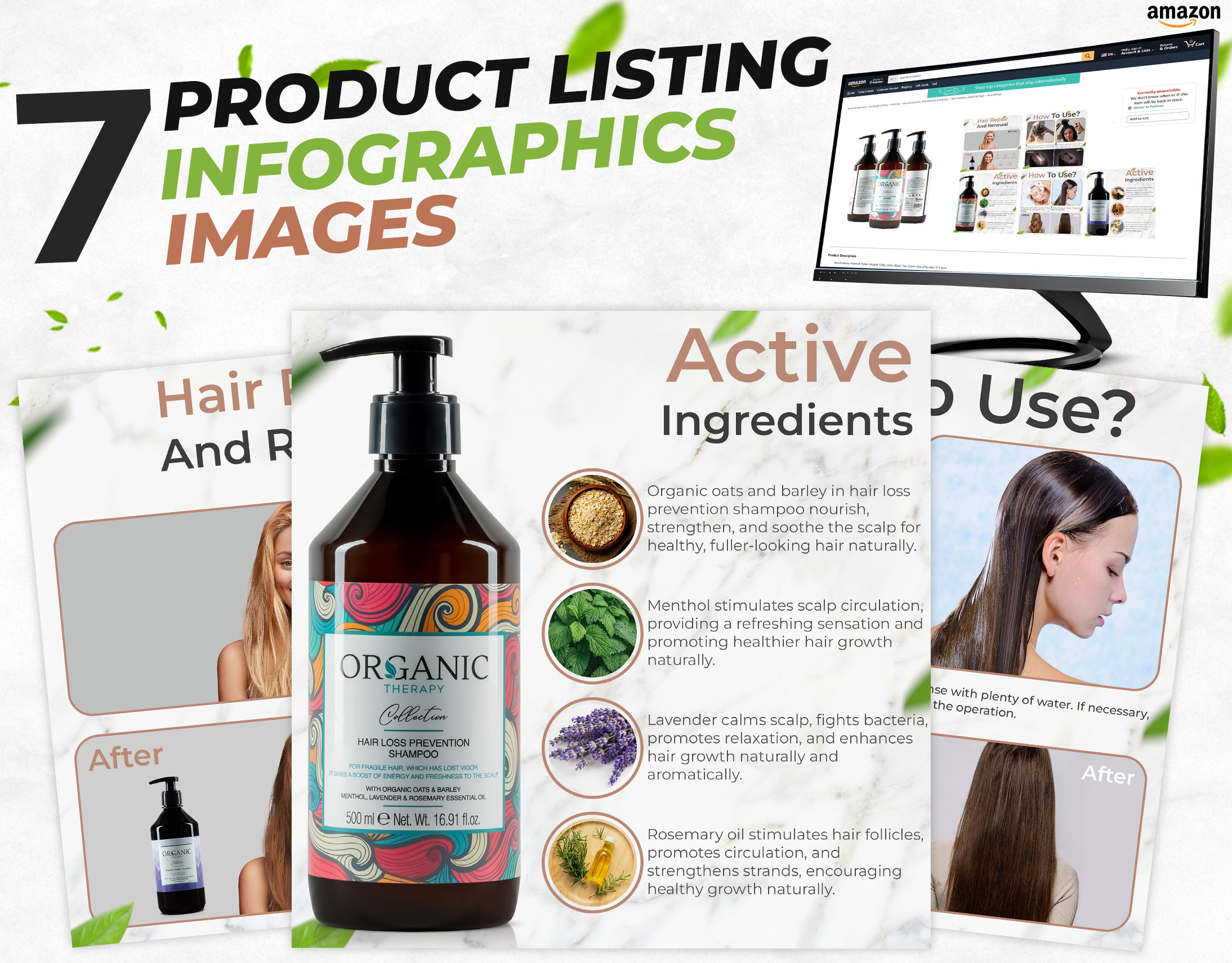 Hair Serum a content amazon amazon listing ebc graphic design infographic listing listing images product design product listing