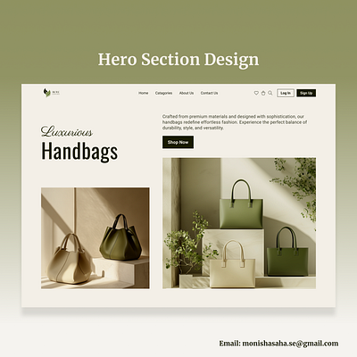 Luxury Handbags Hero section Design design designer e commerce herosection landingpage portfolio ui uiux uiuxdesigner userexperience userinterface ux uxresearch
