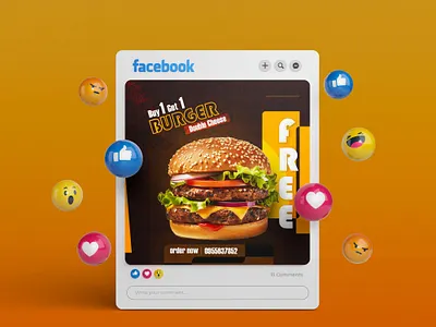 Food post design-social media food design for restaurant-burger advertising post banner ad branding burger post creative design facebook image food design food graphic design food marketing food menu food near me food poster illustration offer post design restaurant social cover social media post vector