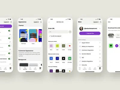 Linktree Mobile App clean links minimal modern simple sleak ui ux