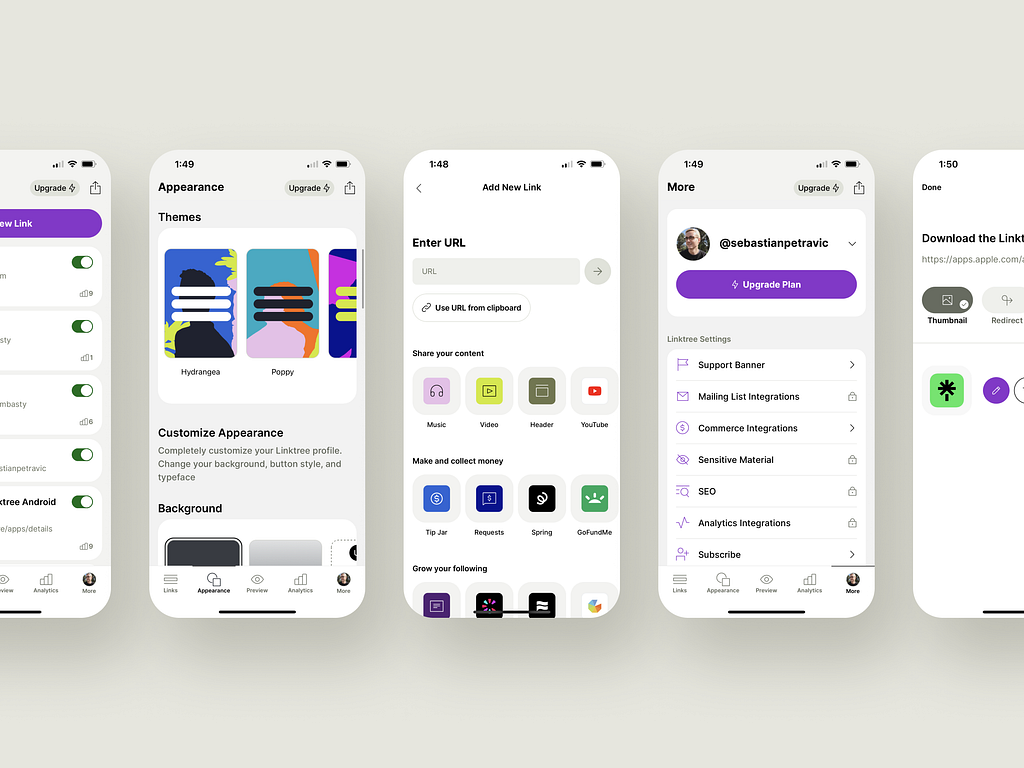 Linktree Mobile App by Sebastian Petravic for Linktree on Dribbble