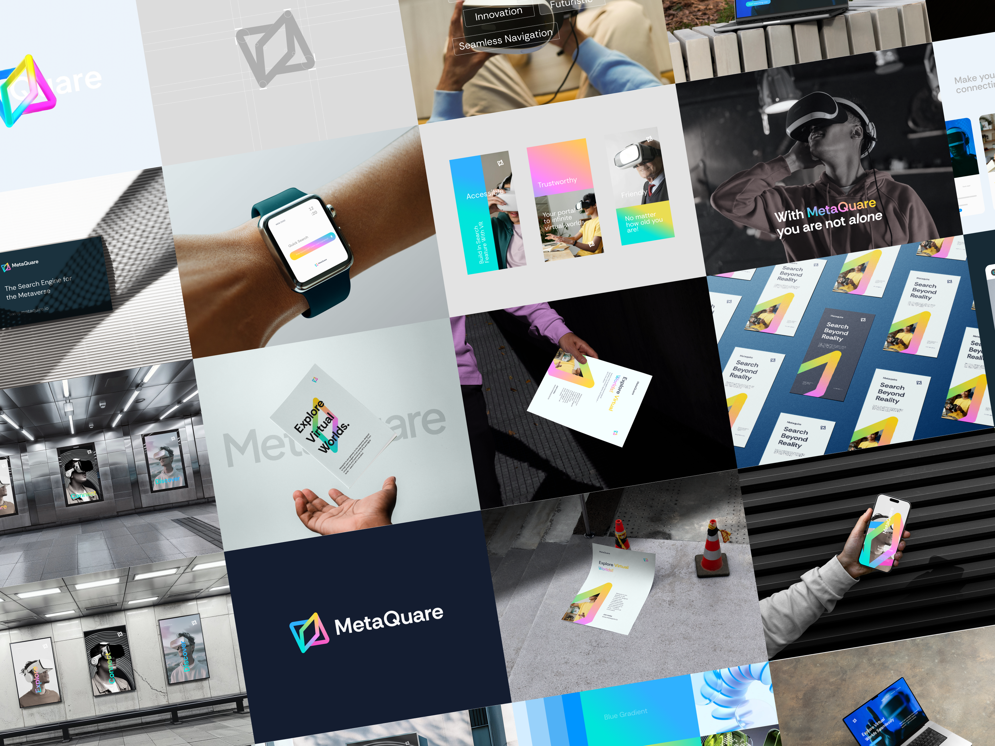 Brand Identity Design For Metaquare blockchain brand creator brand design branding ecommerce futuristic identity design logo logo designer logodesign meta logo metaverse modern logo nft crypto search engine software tech startup virtual reality vr logo web3