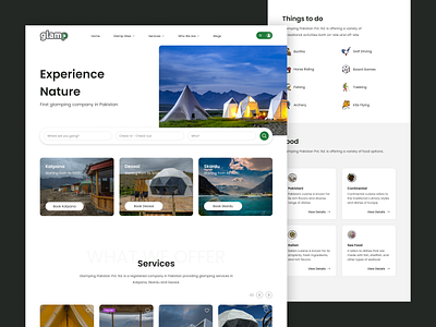 Holiday Resort Website design glamp glamping holiday illustration interface product startup ui ux vacation website website design workation