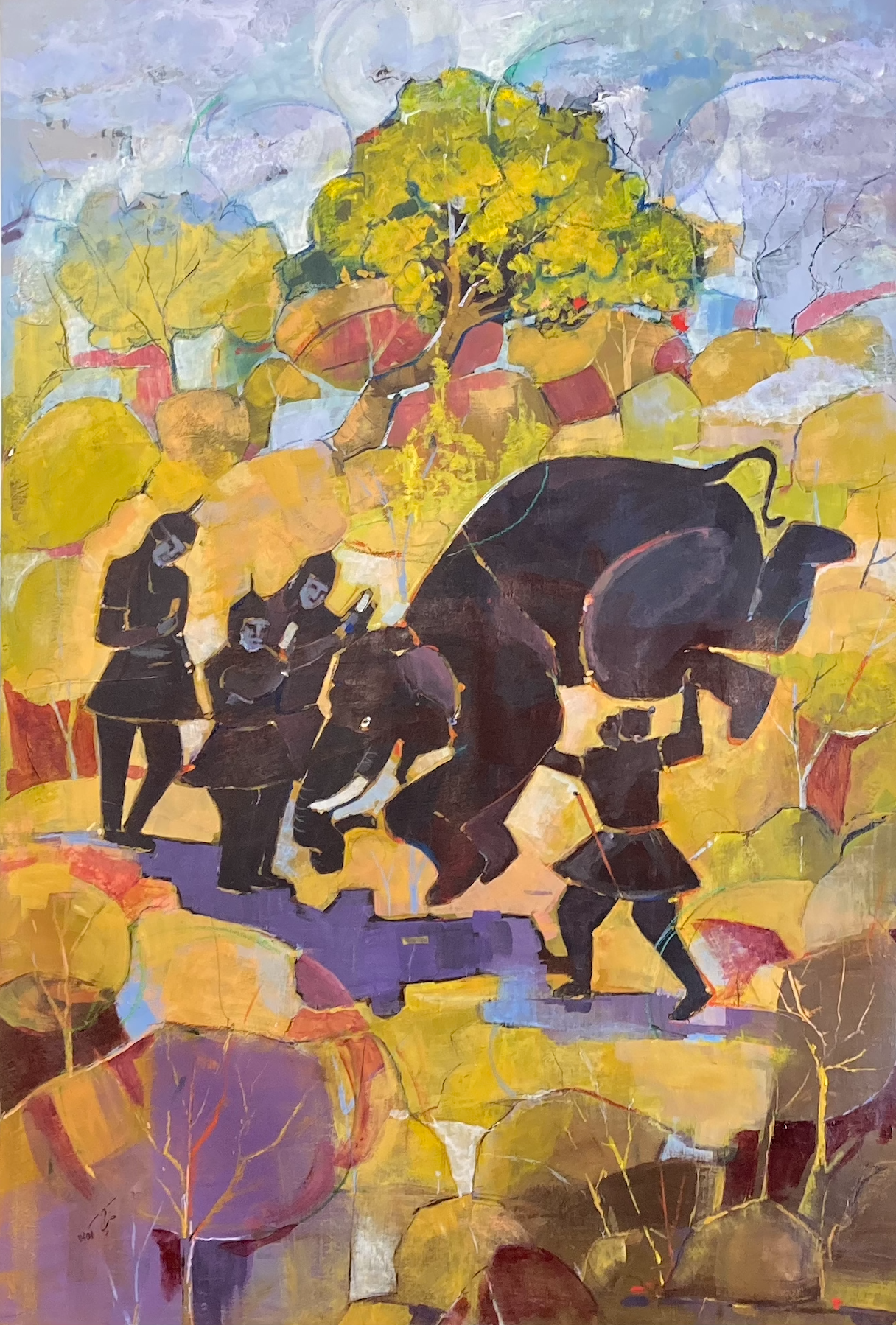 Lifting the Elephant acrylic acrylic on cardboard acrylic painting art artist cardboard design framed illustration painting print