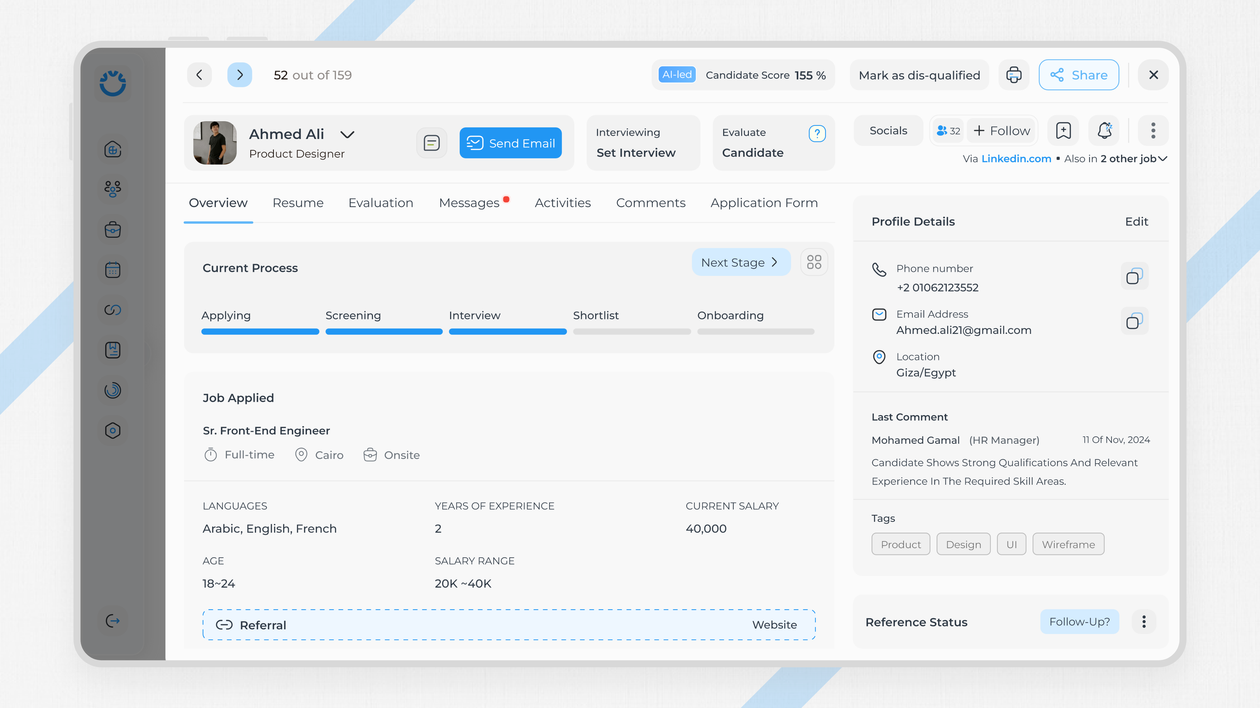 Candidate Profile Page – ATS UI/UX Concept 🎯 3d ats candidate candidate profile cms dashboard design graphic design illustration interview logo minimal product design recruitment shot typography ui uiux ux webdesign