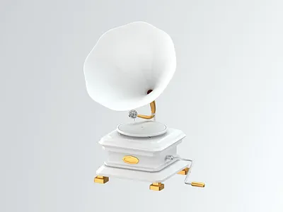 Gramophone 3d 3d art art blender blender3d crypto cycles design gold gramophone graphic design icon illustration instrumetal motion music nft ui white