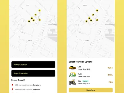 🚗💬 Day 62 of #100DaysOfDesign – Ride-Sharing App UI ✨