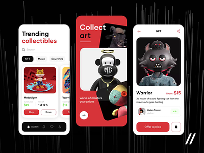 Auction Mobile IOS App android animation app auction brand collectibles design ecommerce ios mobile mobile ui motion nft online shopping startup token track ui ux