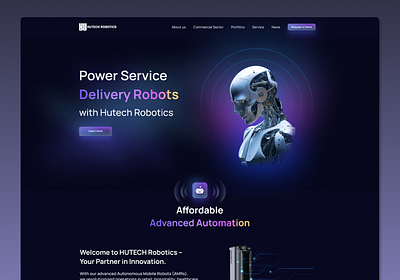 Hutech Robotics Website Landing ai automation company website landing page power robot robotics service ui design