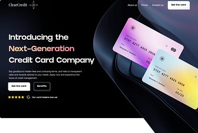 Credit card company design card credit card design figma homepage landing page ui ux web website