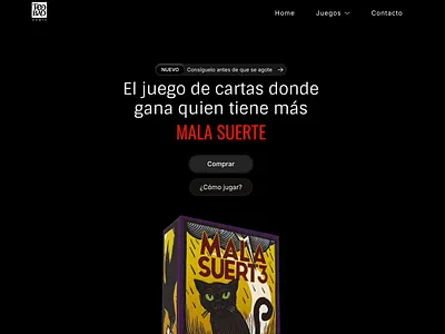 Mala Suerte - Dark mode landing page animation board game branding cards cat dark dark mode landing lottie night page webflow