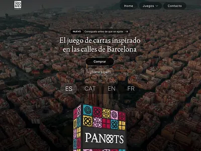 Panots - Dark mode landing animation board game cards dark interaction landing mode panot webflow website