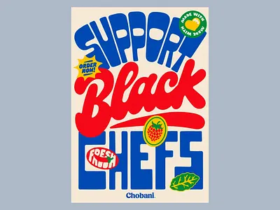 Support Black Chefs Collab black chefs blue bold typography chefs colorful creative creative poster culinary design empowerment graphic design poster poster design red red and blue retro font typface typo typography vibrant