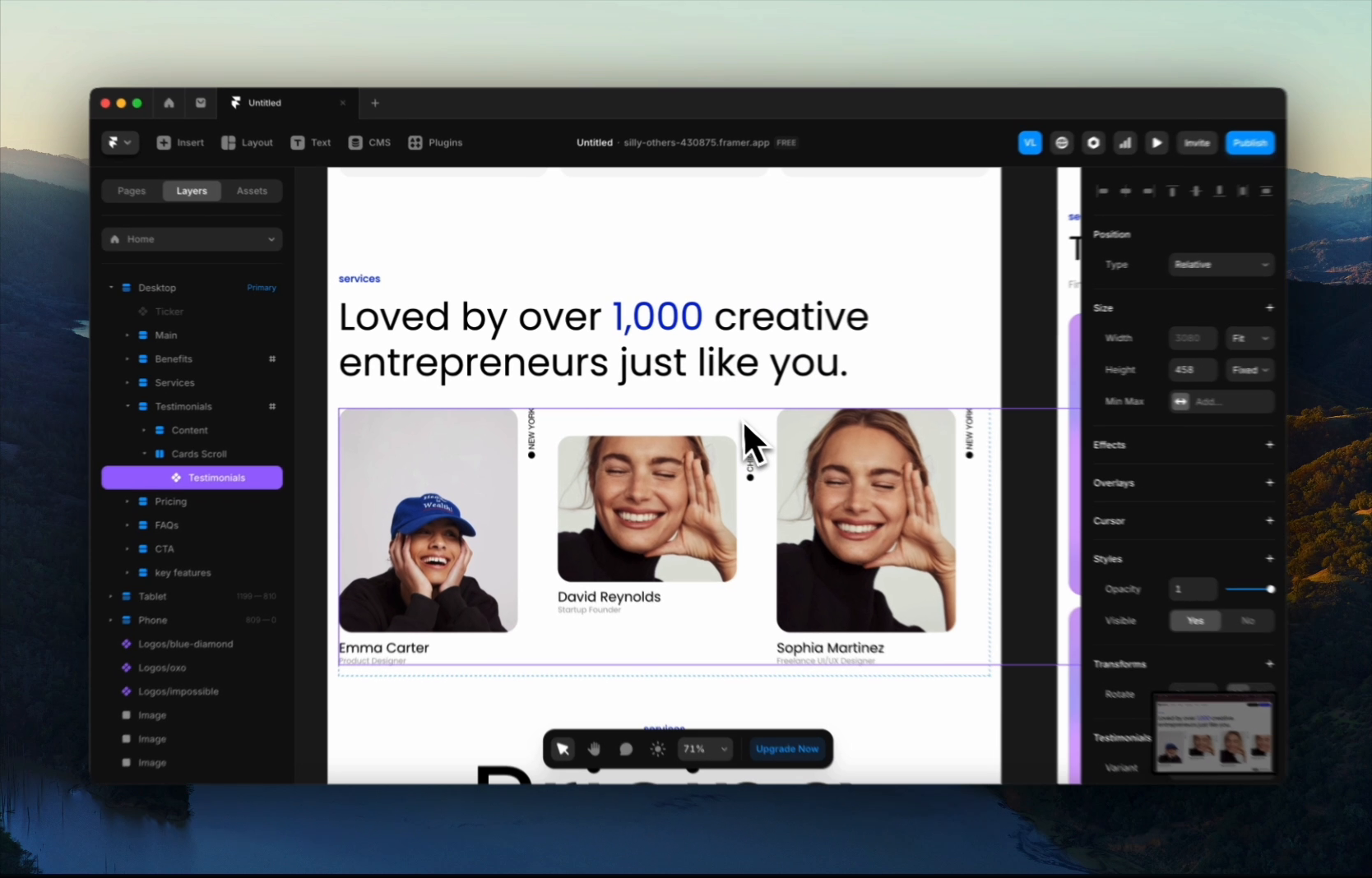 Example of Landing Page (Framer)