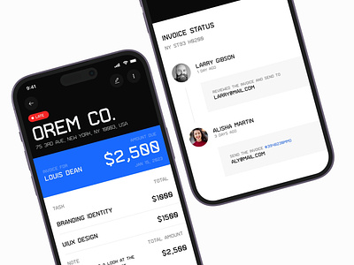 Invoice app design app bank banking dashboard features figma finance financial freelance functionality invoice ios minimal proposal quotation ui user interface ux