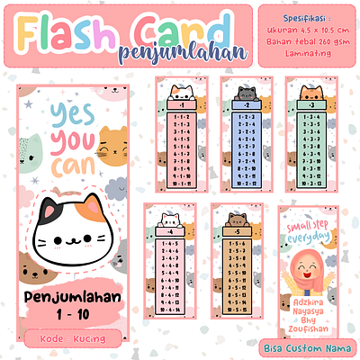 Flash Card - Math - Cat cat flashcard learning math school