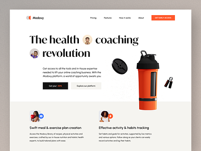 Modovy Website coaching design health health tracking landing page sports training uidesign uiux user interface design web design website website design