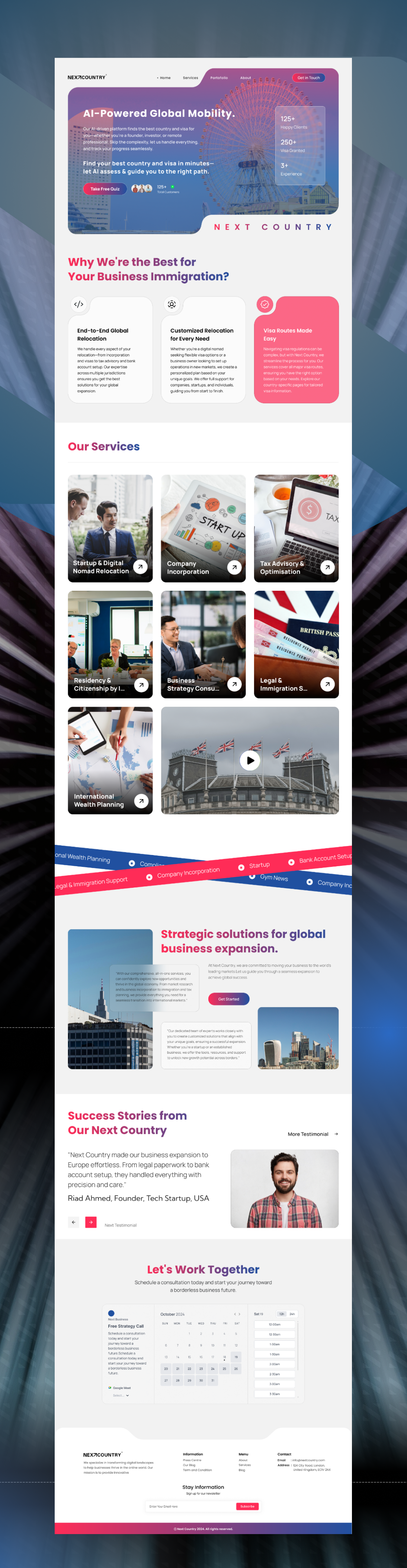 Modern Landing Page for Business Immigration branding figma immigration consultancy landing page design ui uiux web design