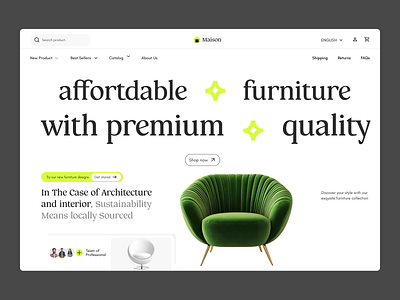 Abstract & Artistic Furniture Website Concept concept design furniture herosection landing minimaldesign productpage store uiux web design webdesign website