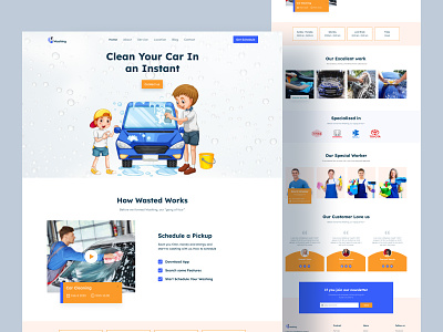Vehicle Cleaning Landing Page car clean cleaner cleaning dust fresh homepage landingpage latest trend trending ui uiux ux vehicle wash washing water webdesign website