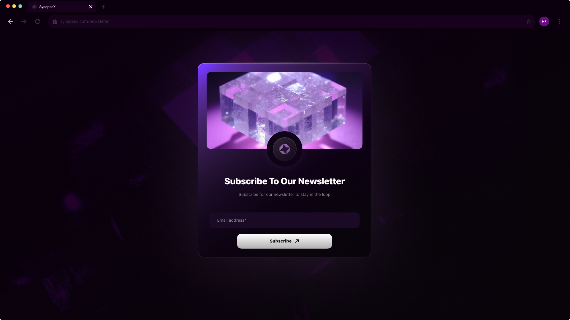 SynapseX - Newsletter 3d ai branding dashboard design figma graphic design illus illustration newsletter nft product design ui ux vector web web app web3 webdesign website