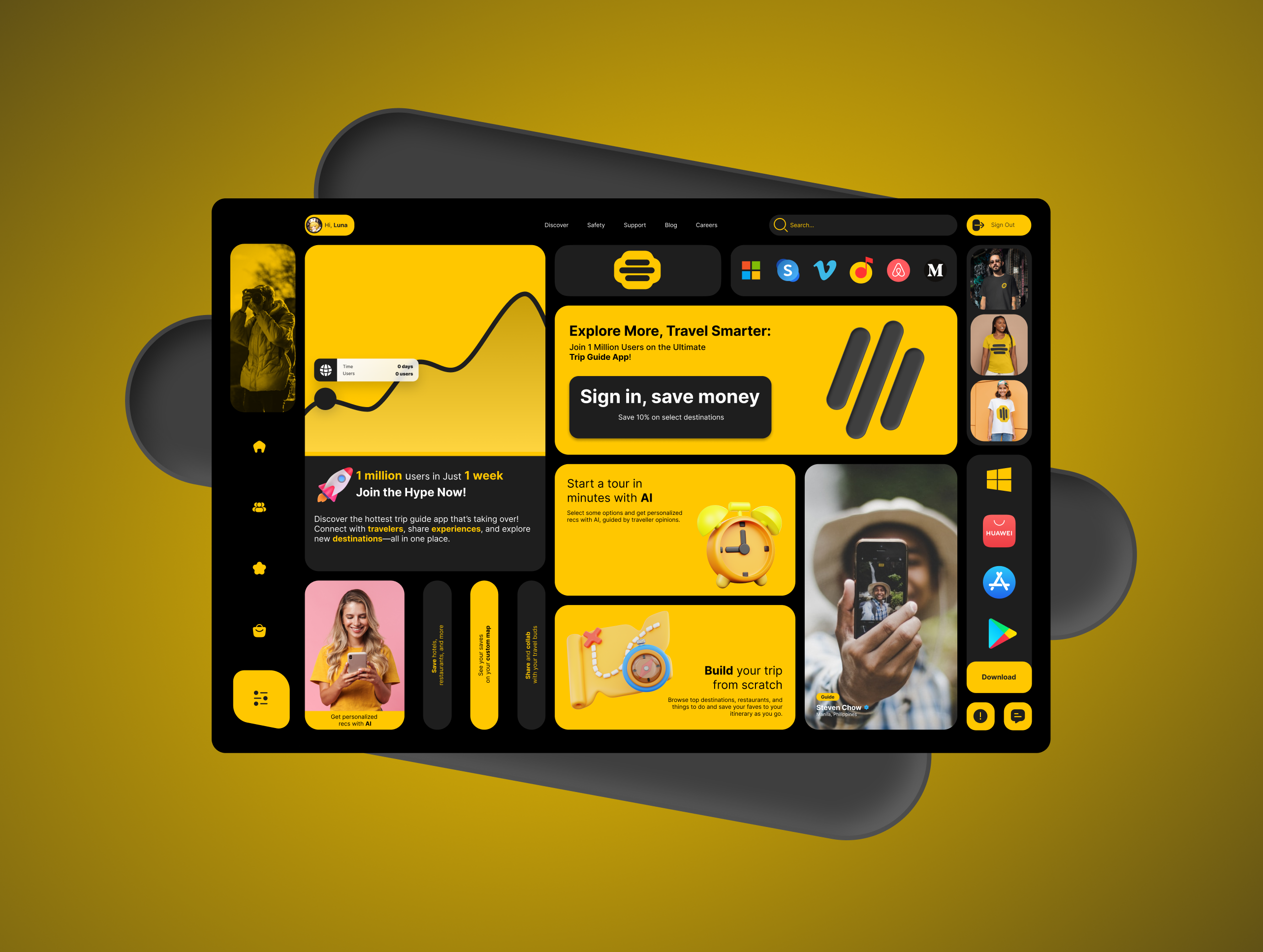 Guide Bento Style UI Design ai app bento branding dark dashboard design figma interaction design minimal product product design travel ui ui design ux web web app webdesign website