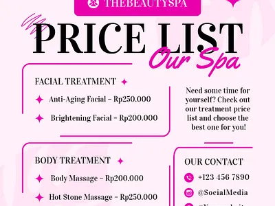 Price List Our Spa summer