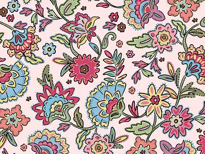 Colorful Chintz Textile Print by Courtney Graben art design digital art illustration pattern surface design surface pattern design