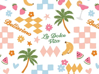 Tropical Dolce Vita Textile Print by Courtney Graben art design digital art illustration pattern surface design surface pattern design
