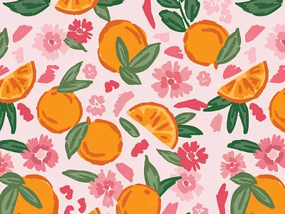 Oranges Sketchy Textile Print by Courtney Graben art design digital art illustration pattern surface design surface pattern design