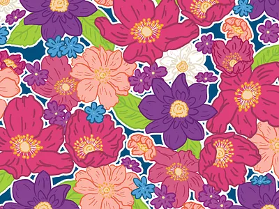 Colorful Floral Surface Pattern Design by Courtney Graben art design digital art illustration pattern surface design surface pattern design