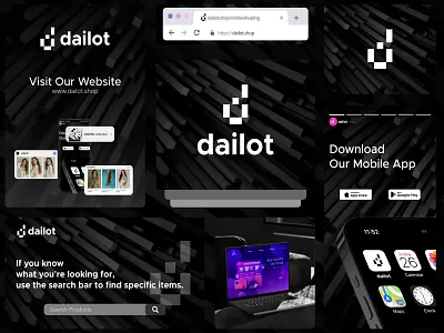Dailot - E-commerce Branding banding black branding buy cart d branding d logo e commerce graphic design logo logo design motion graphics online store retail sell shopify shopping startup logo store white
