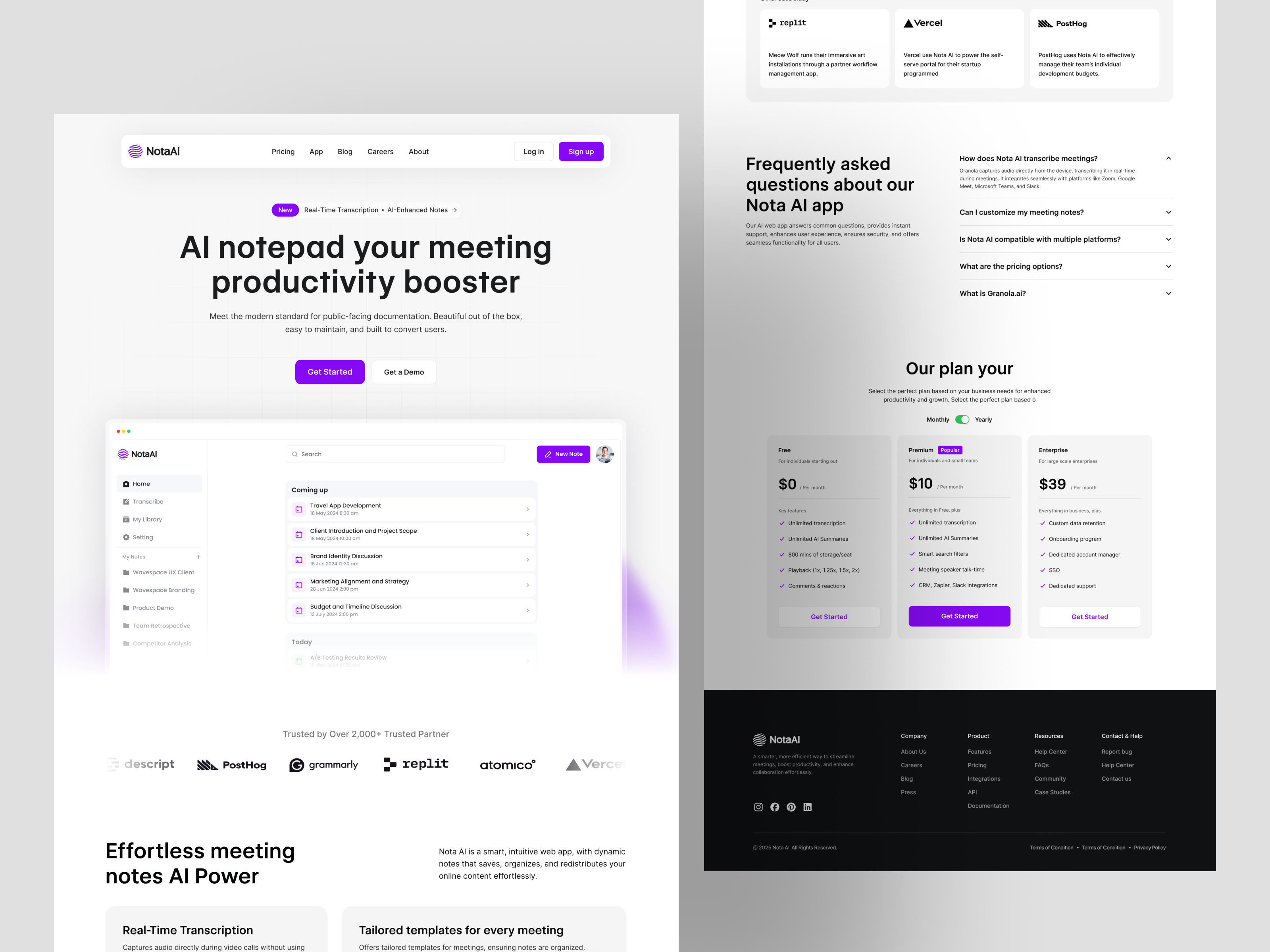 Nota AI - AI Notepad Website Design | UI & UX Design by Shahid Miah UI ...